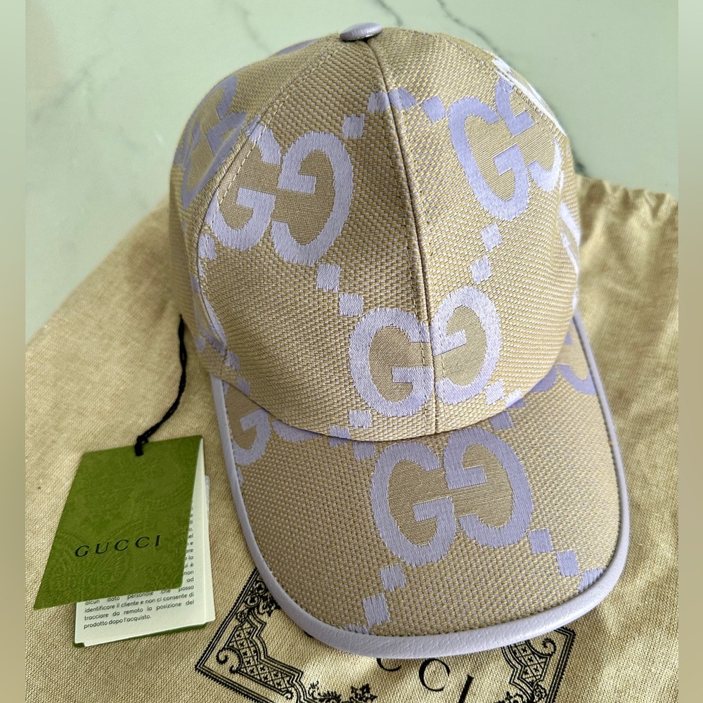 Authentic Gucci Beige and Lavender Logo Cap - Picture 2 of 10